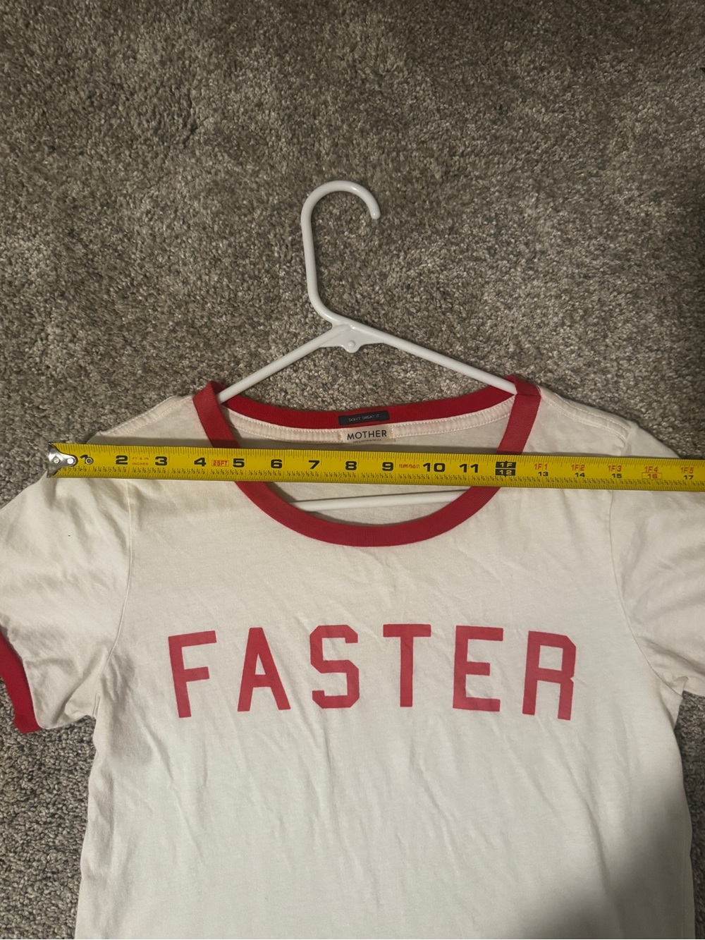 MOTHER White Tee with Red Ringer Trim and FASTER Graphic - Picture 4 of 6